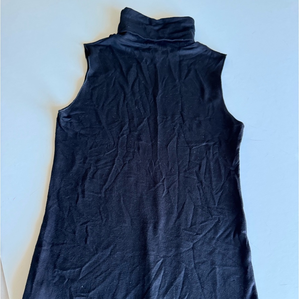NWOT Majestic Black Sleeveless Turtleneck, S, Fold Down Neck,